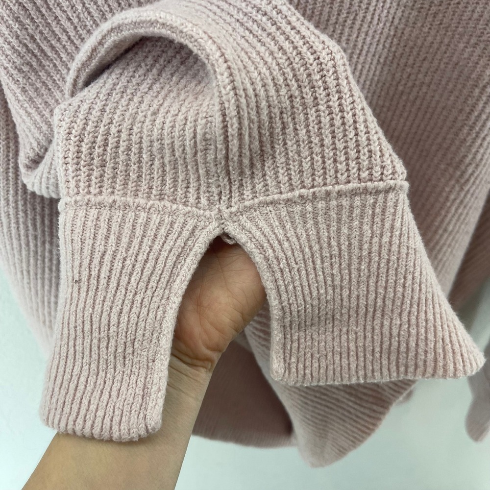 Aerie Oversized Ribbed Sweater Women M Pink Cozy Slouchy Side Slit Soft - Picture 5 of 10